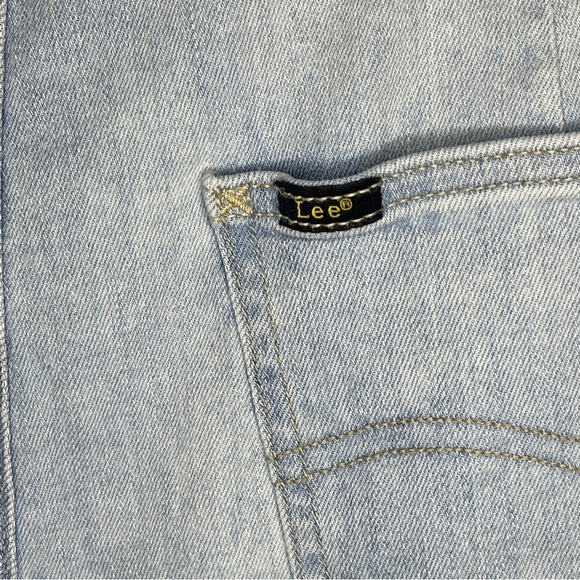 Lee Heritage High Rise Double Zipper Front Shorts Size 16 Light Blue Denim Women - Picture 2 of 10